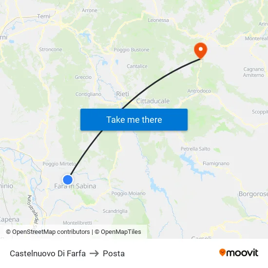 Castelnuovo Di Farfa to Posta map