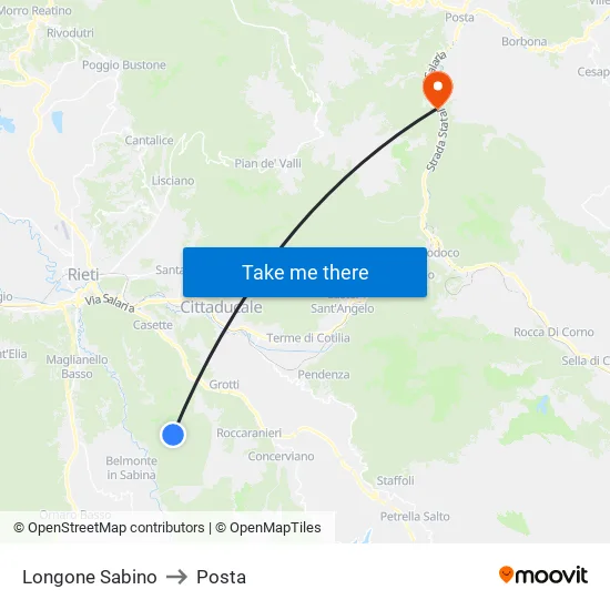 Longone Sabino to Posta map