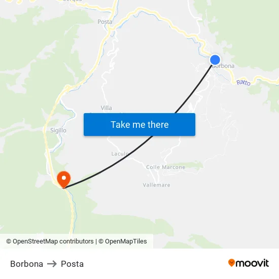 Borbona to Posta map