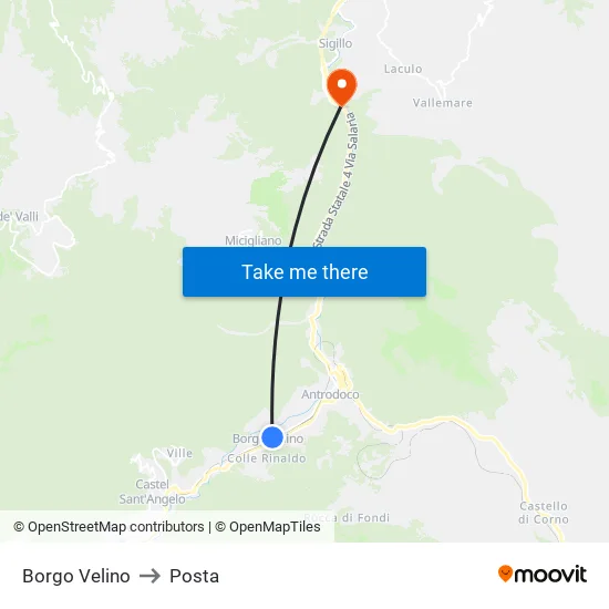 Borgo Velino to Posta map