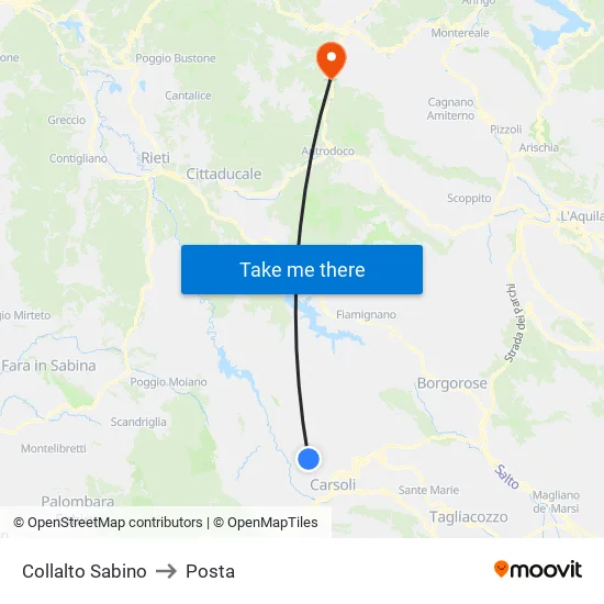 Collalto Sabino to Posta map