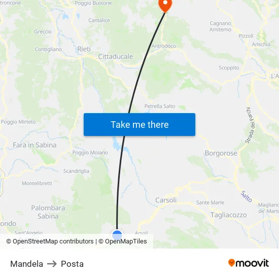 Mandela to Posta map