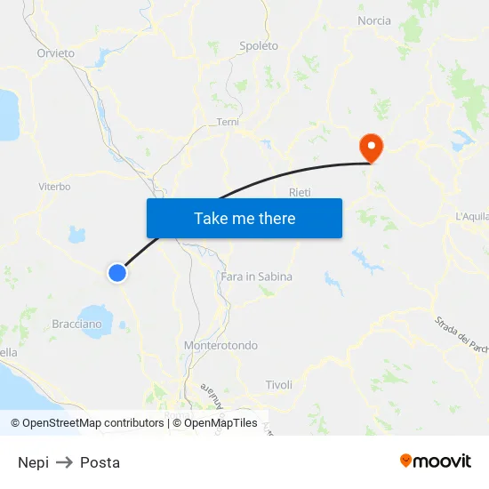 Nepi to Posta map