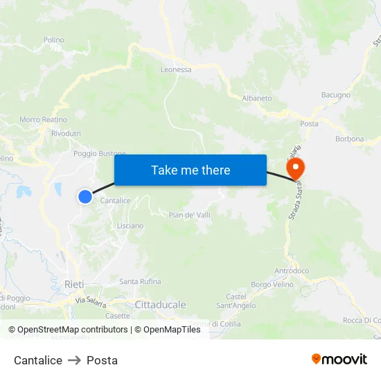Cantalice to Post Office map