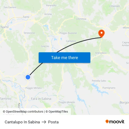 Cantalupo In Sabina to Posta map