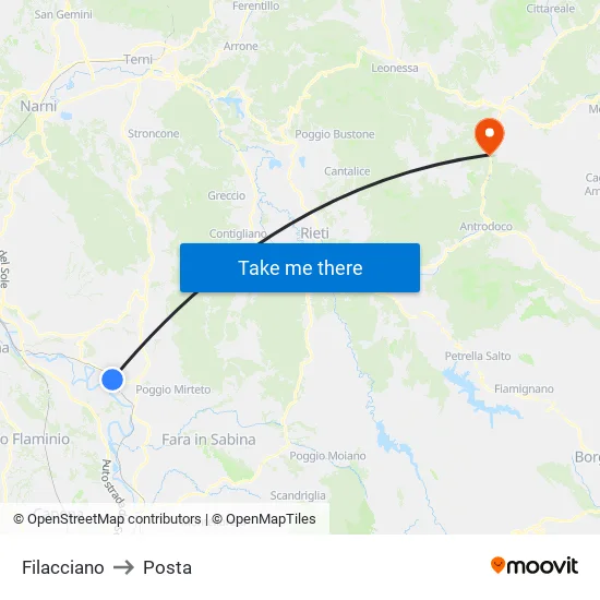 Filacciano to Posta map