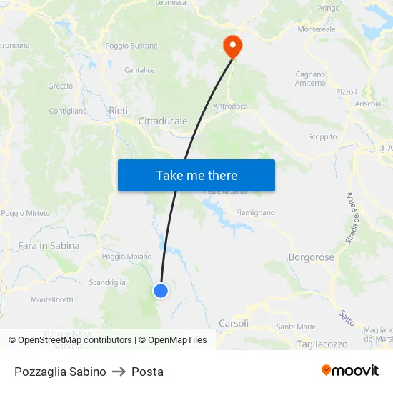 Pozzaglia Sabino to Posta map