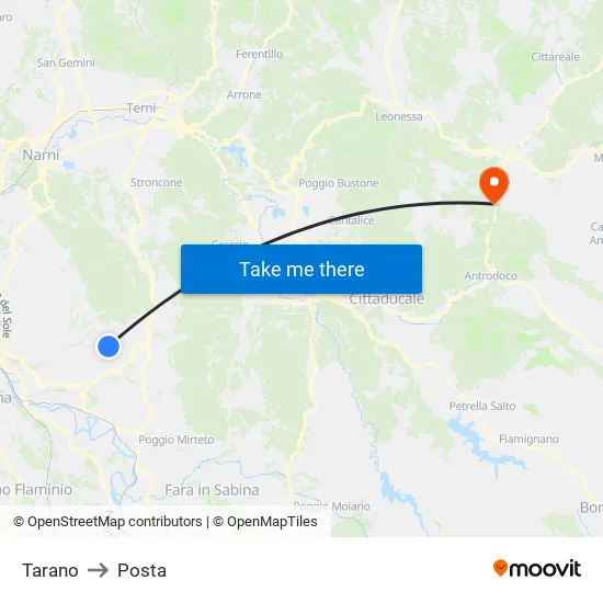 Tarano to Posta map