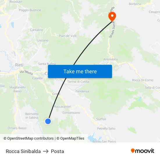 Rocca Sinibalda to Posta map