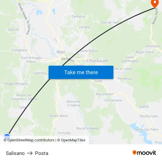 Salisano to Posta map