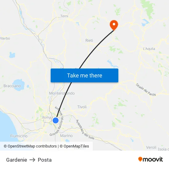 Gardenie to Posta map