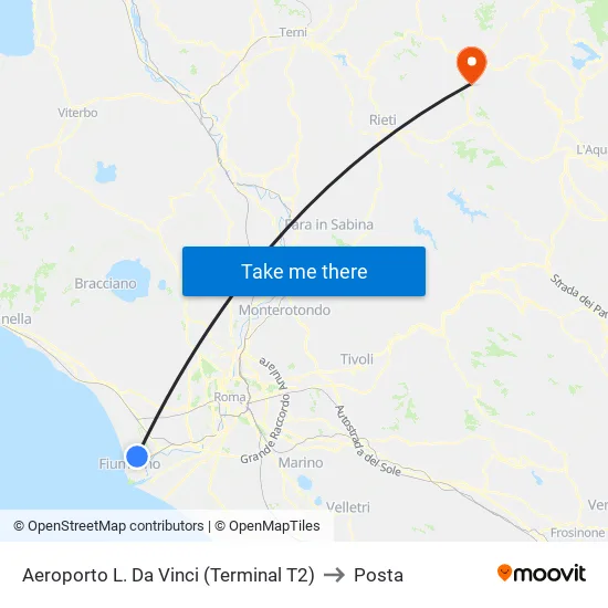 Fiumicino | Aeroporto (Terminal 1) to Posta map