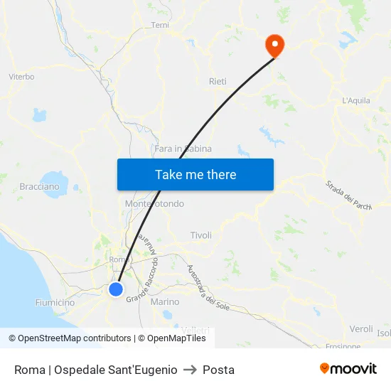 Roma | Ospedale Sant'Eugenio to Posta map
