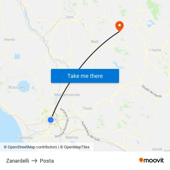 Zanardelli to Posta map