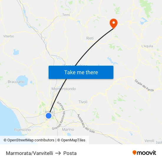 Marmorata/Vanvitelli to Post Office map