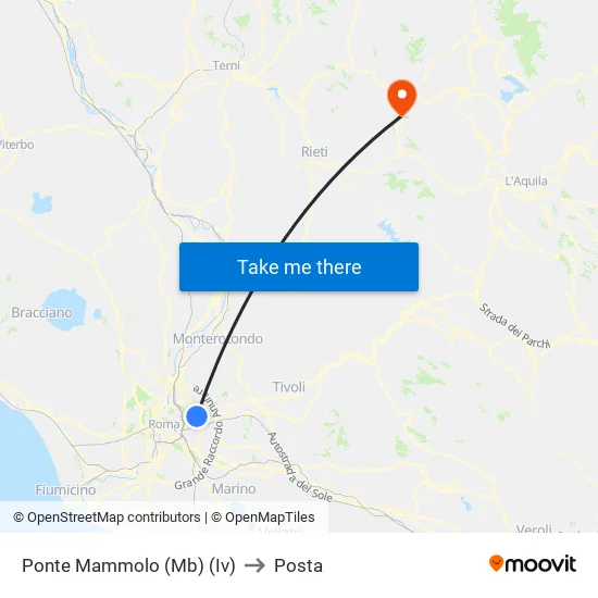 Ponte Mammolo (Mb) (Iv) to Posta map