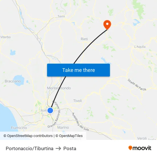 Portonaccio/Tiburtina to Posta map