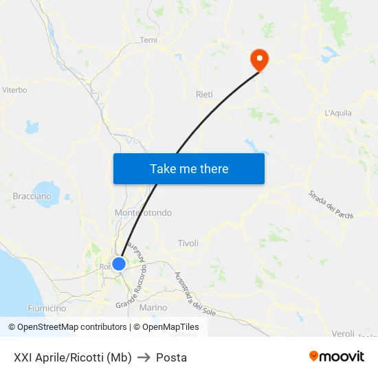 XXI Aprile/Ricotti (Mb) to Posta map