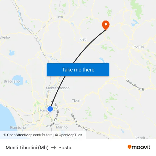 Monti Tiburtini (Mb) to Posta map
