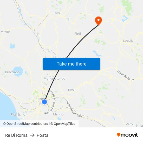 Re Di Roma to Posta map