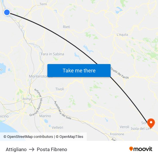 Attigliano to Posta Fibreno map