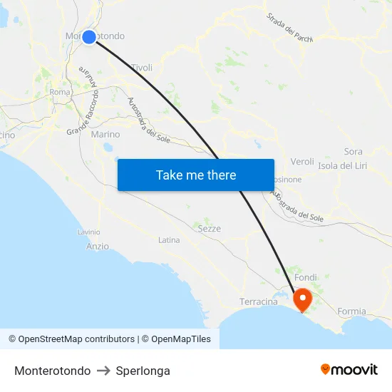 Monterotondo to Sperlonga map