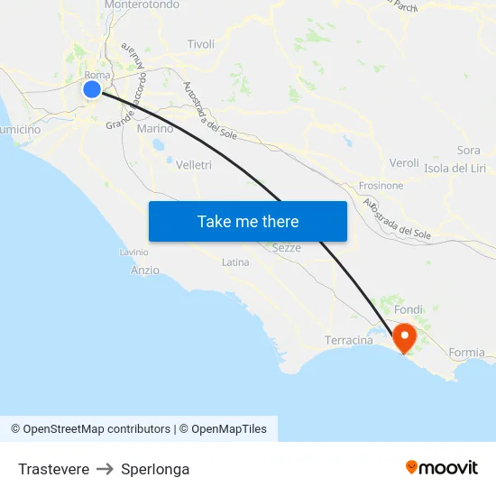 Trastevere to Sperlonga map