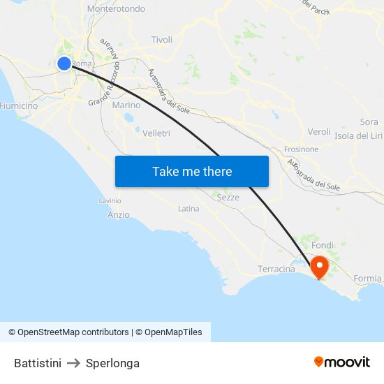 Battistini to Sperlonga map