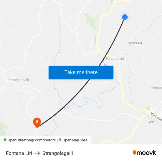 Fontana Liri to Strangolagalli map