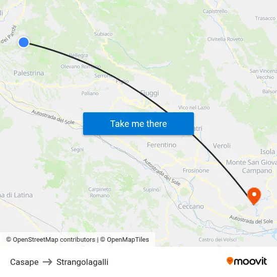 Casape to Strangolagalli map