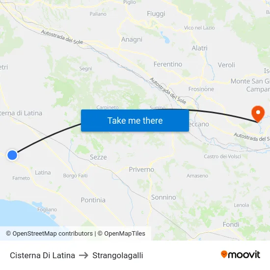 Cisterna Di Latina to Strangolagalli map