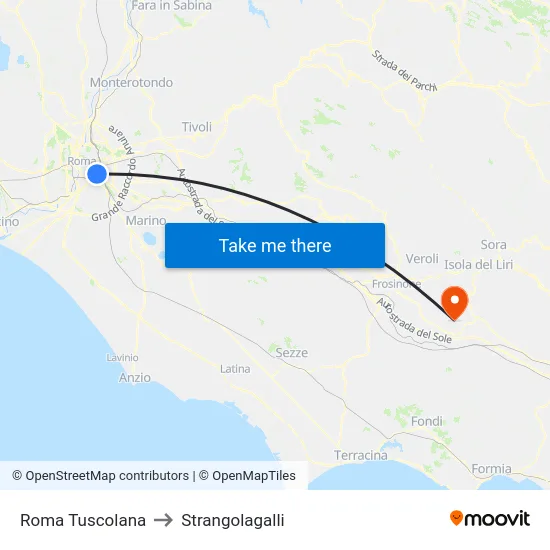 Roma Tuscolana to Strangolagalli map