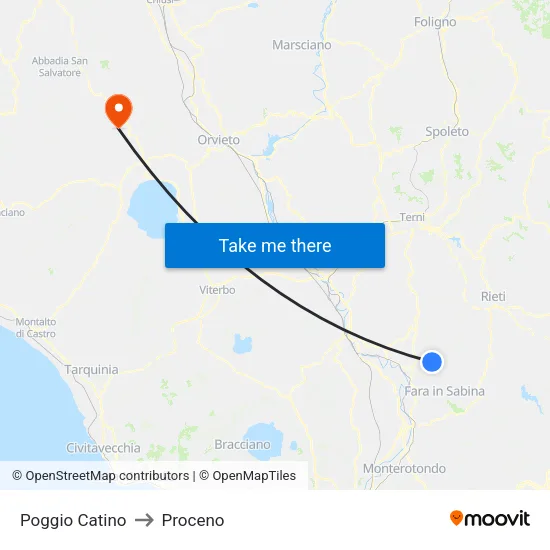 Poggio Catino to Proceno map
