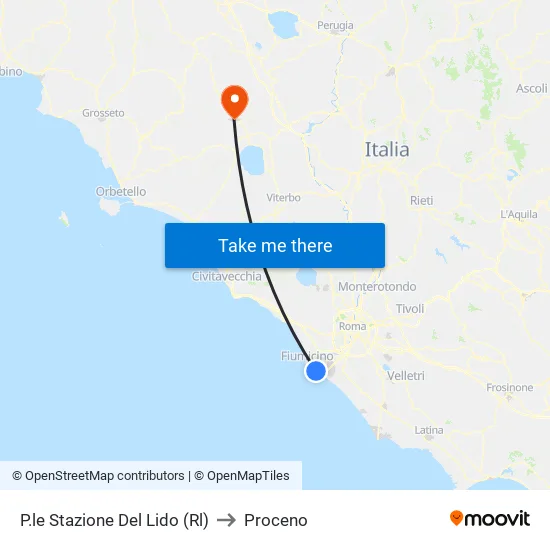 P.le Stazione Del Lido (Rl) to Proceno map