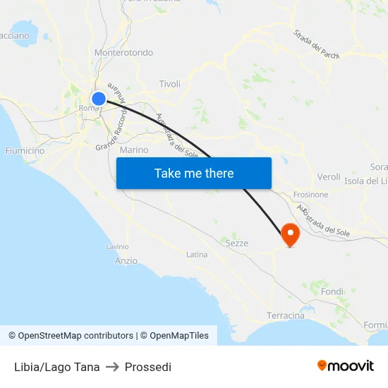 Libia/Lago Tana to Prossedi map