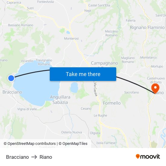 Bracciano to Riano map