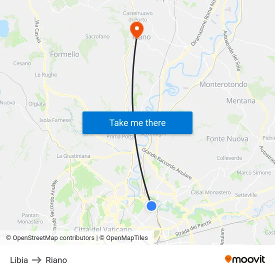 Libia to Riano map