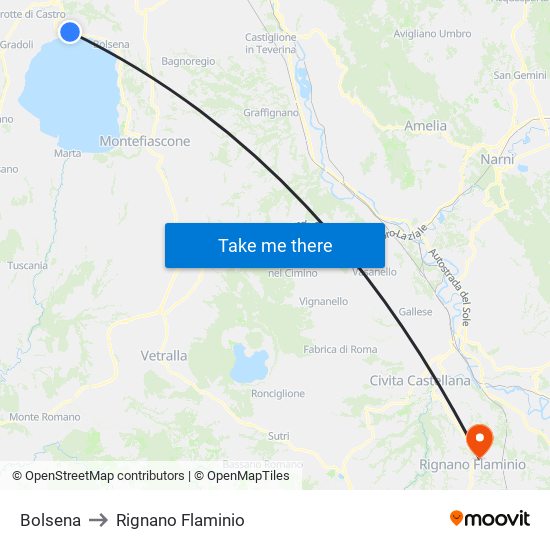 Bolsena to Rignano Flaminio map