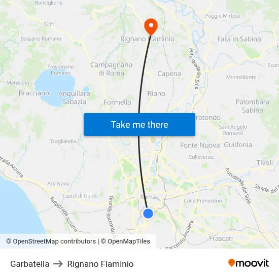 Garbatella to Rignano Flaminio map