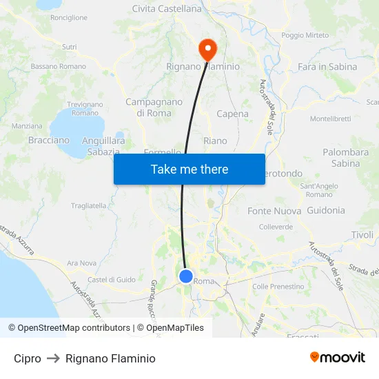 Cipro to Rignano Flaminio map