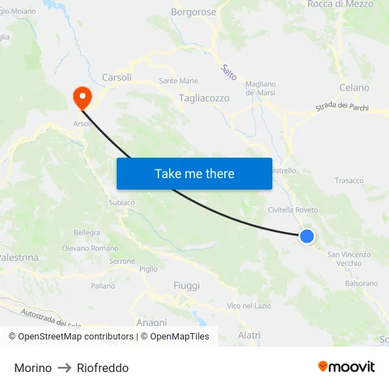 Morino to Riofreddo map