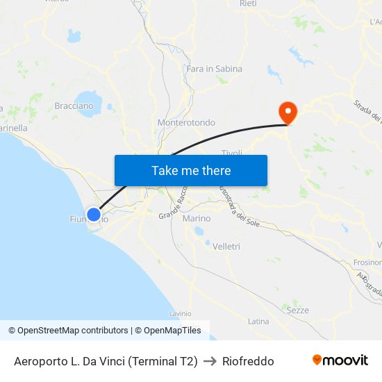 Aeroporto L. Da Vinci (Terminal T2) to Riofreddo map