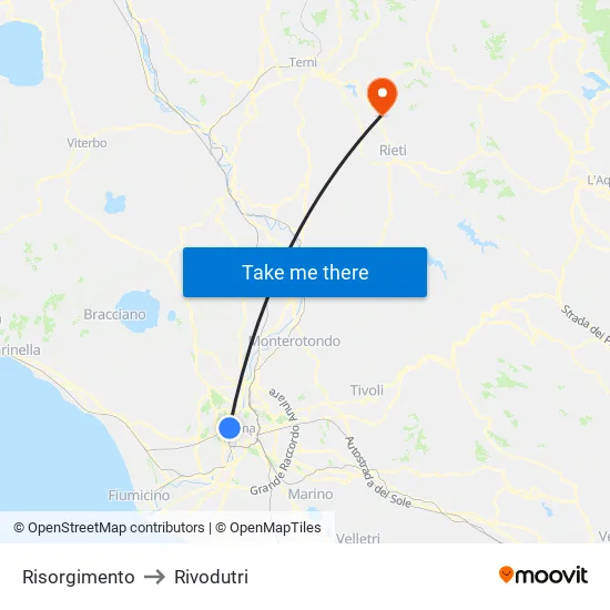 Risorgimento to Rivodutri map