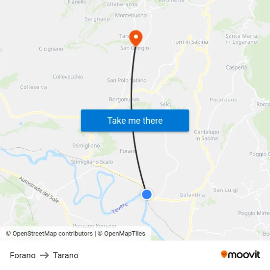 Forano to Tarano map