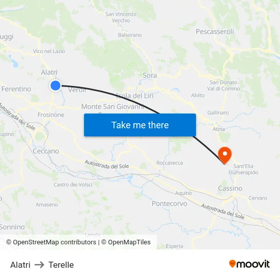 Alatri to Terelle map