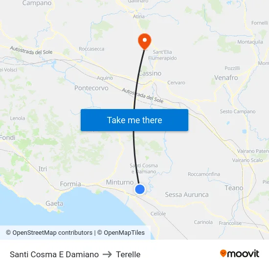 Santi Cosma E Damiano to Terelle map