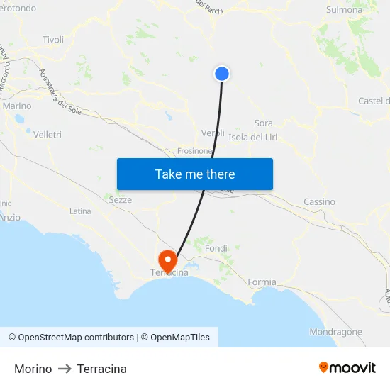 Morino to Terracina map