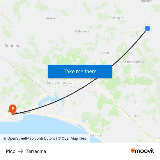 Pico to Terracina map