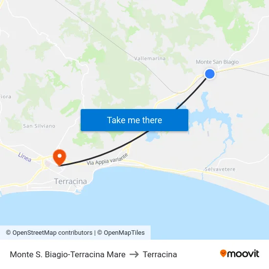 Monte S. Biagio-Terracina Mare to Terracina map