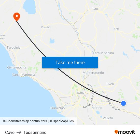 Cave to Tessennano map